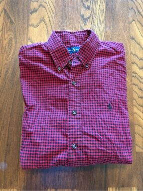 Ralph Lauren Red and Black Gingham Button-Down Shirt